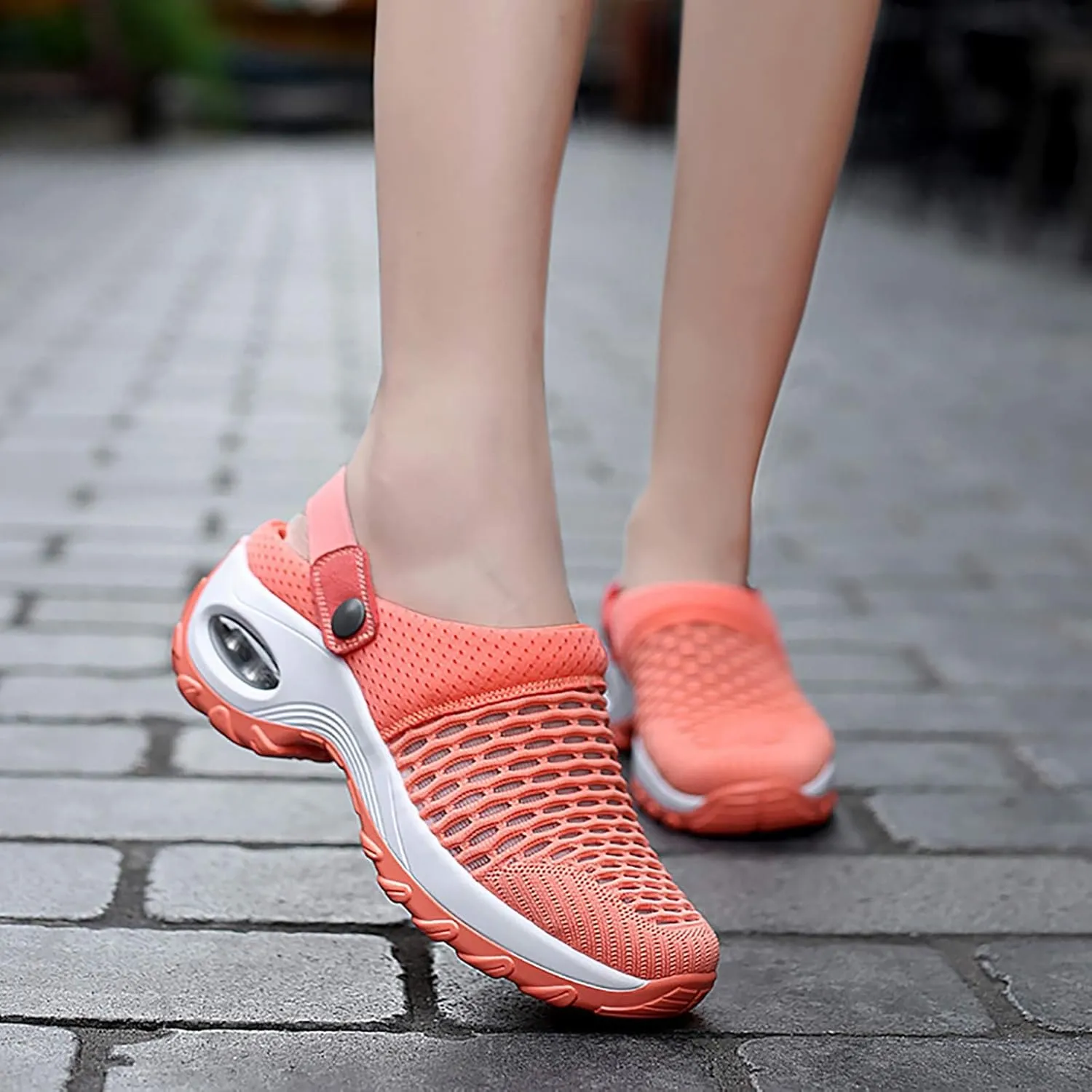 Women's Orthopedic Clogs with Air Cushion Support Summer Air Cushion Platform Mesh Mules Air Orthopedic Slip on Shoes