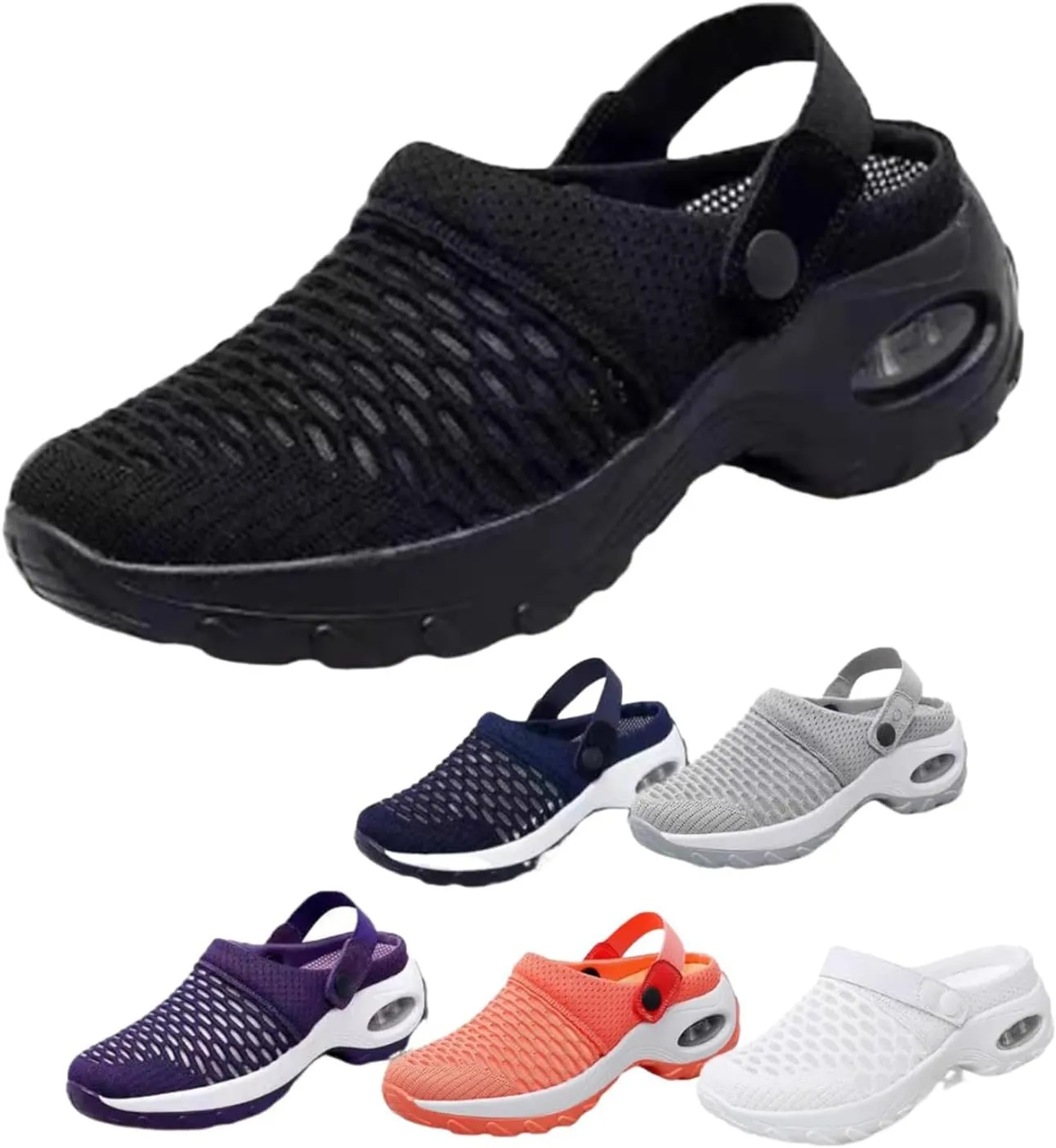 Women's Orthopedic Clogs with Air Cushion Support Summer Air Cushion Platform Mesh Mules Air Orthopedic Slip on Shoes