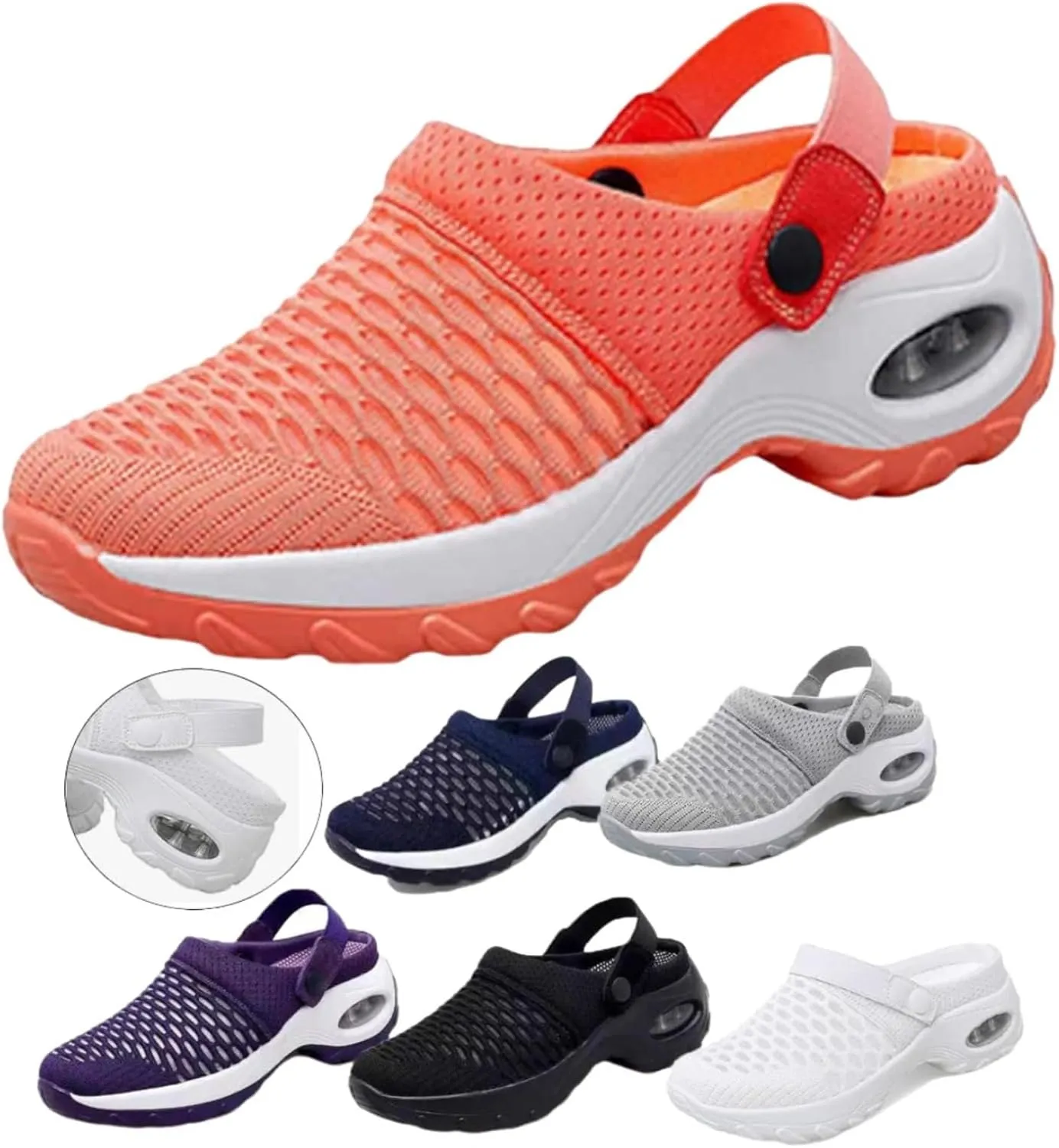Women's Orthopedic Clogs with Air Cushion Support Summer Air Cushion Platform Mesh Mules Air Orthopedic Slip on Shoes