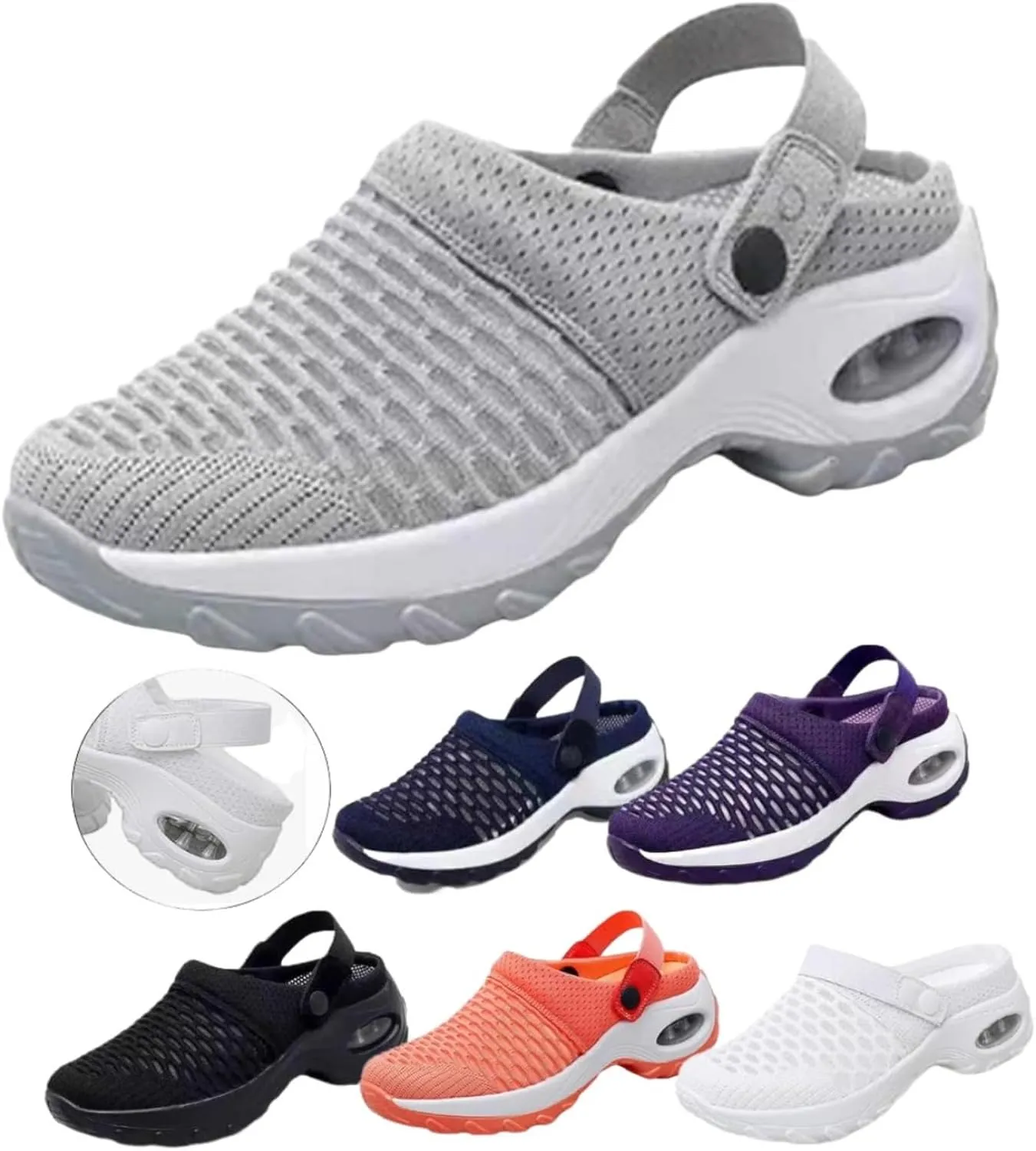 Women's Orthopedic Clogs with Air Cushion Support Summer Air Cushion Platform Mesh Mules Air Orthopedic Slip on Shoes