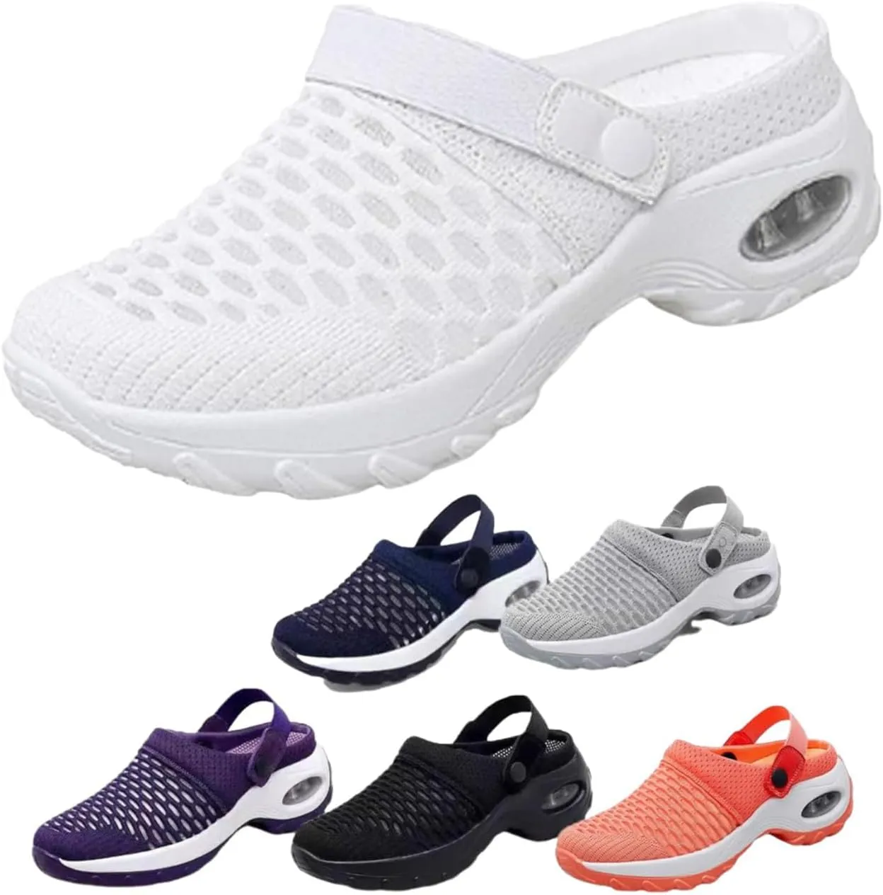 Women's Orthopedic Clogs with Air Cushion Support Summer Air Cushion Platform Mesh Mules Air Orthopedic Slip on Shoes