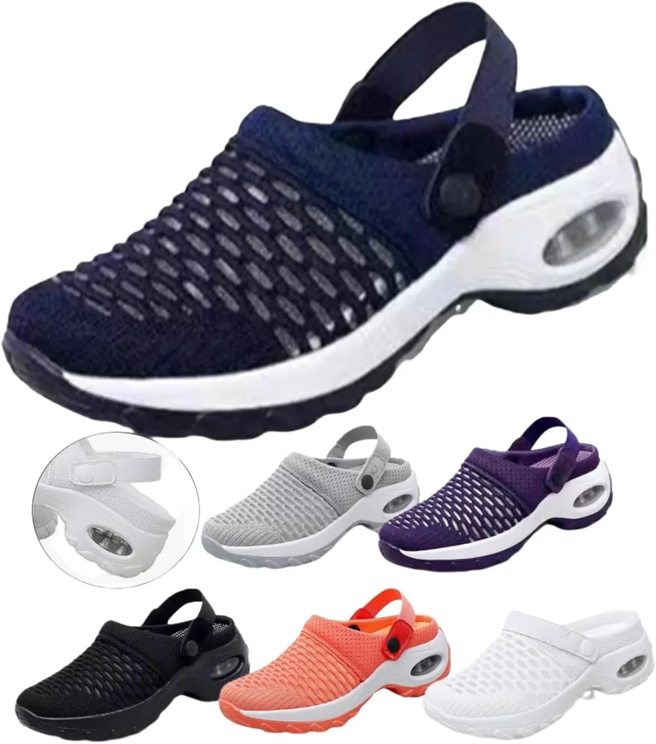Women's Orthopedic Clogs with Air Cushion Support Summer Air Cushion Platform Mesh Mules Air Orthopedic Slip on Shoes