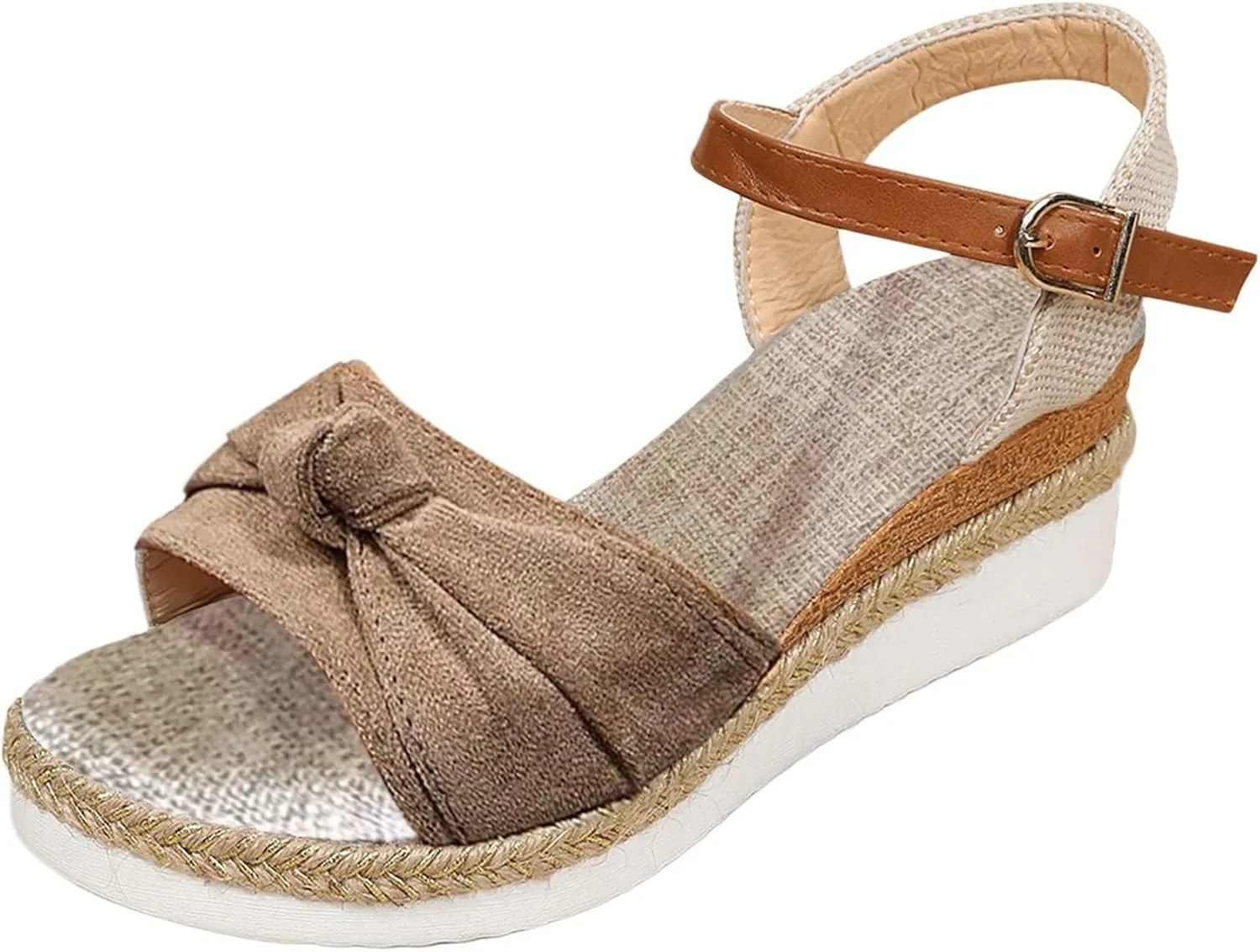 Womens Orthopedic Sandals Wedge Sandals for Women Summer Open Toe Buckle Ankle Strap Espadrilles Wedges, Comfortable Slip on Platform Sandal Beach Boho Walking Shoes
