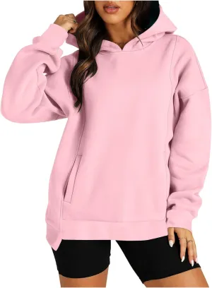 Womens Oversized Hoodies Fleece Sweatshirts Casual Long Sleeve Drop Shoulder Pullover Fall Winter Outfits Y2K Tops