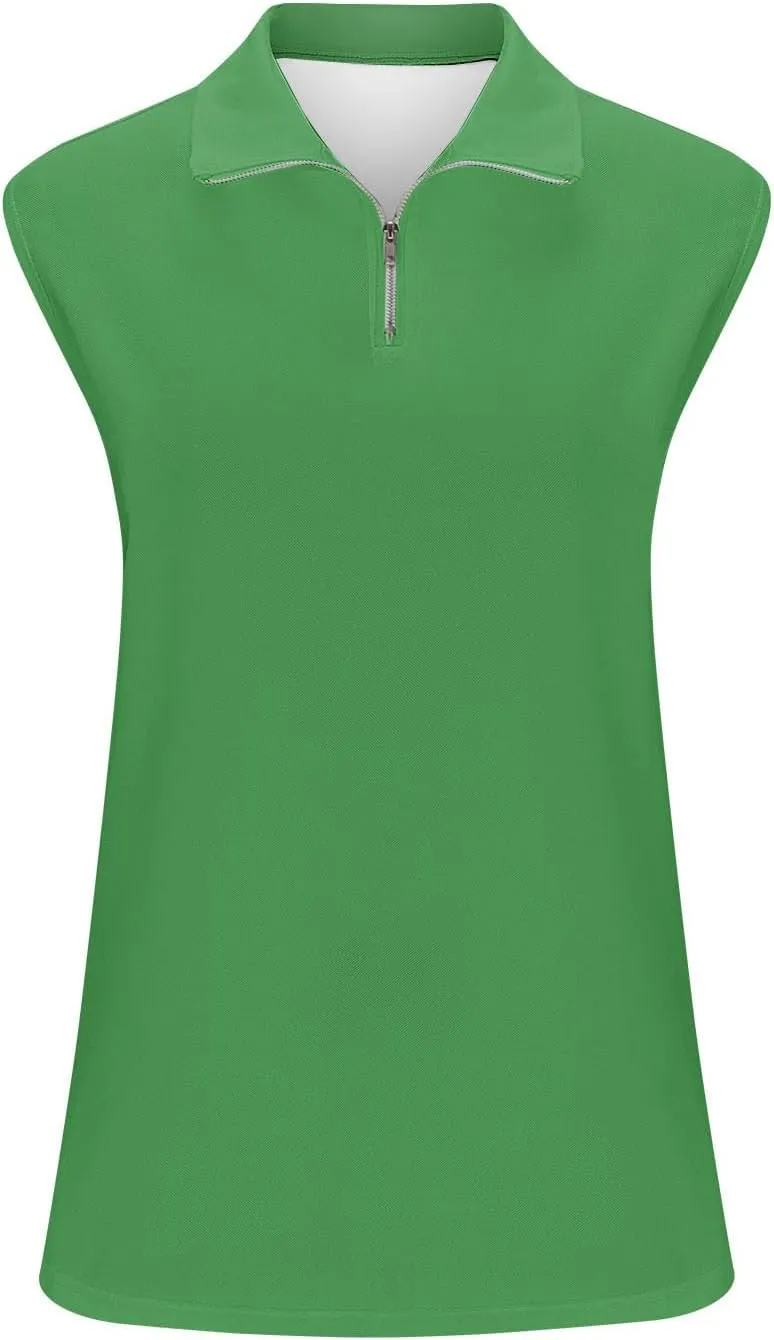 Women's Quarter Zip Athletic Tank Tops Sleeveless Workout Shirts Summer Casual 1/4 Zip Baseball Tennis Top
