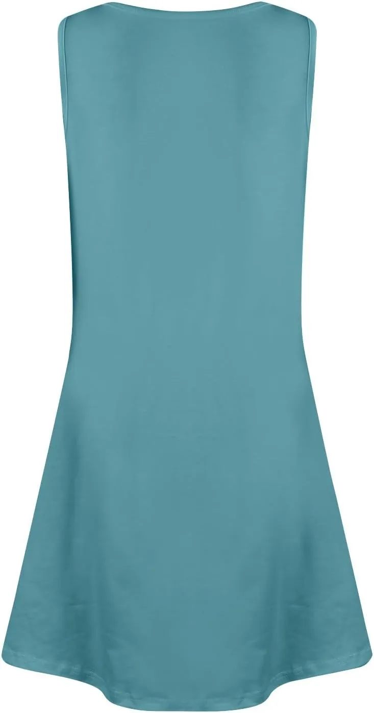 Women's Sleeveless Casual Summer Dress with Pockets Loose Fit A-Line Summer for Beach, Vacation, and Daily Wear