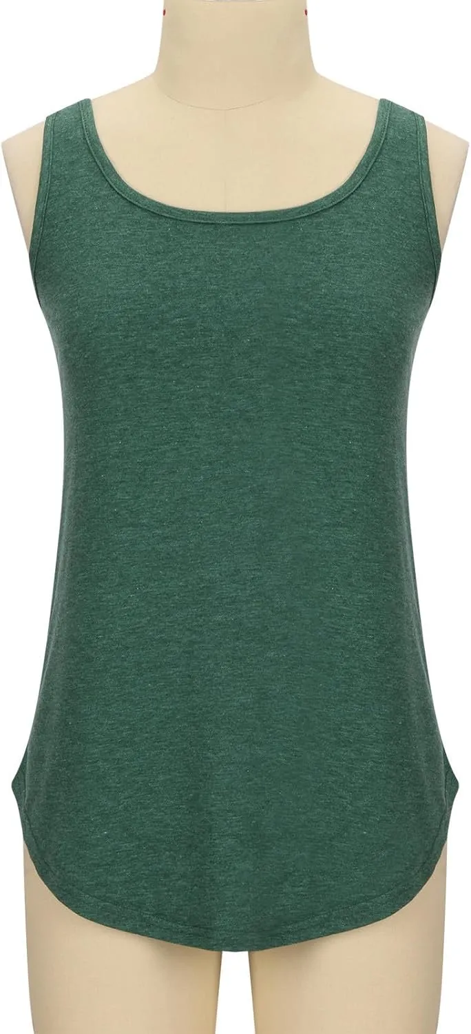 Womens Solid Tank Tops Stretchy Sleeveless T Shirts Flowy Lightweight Tunic Top Summer Square Neck Smocked Outfit