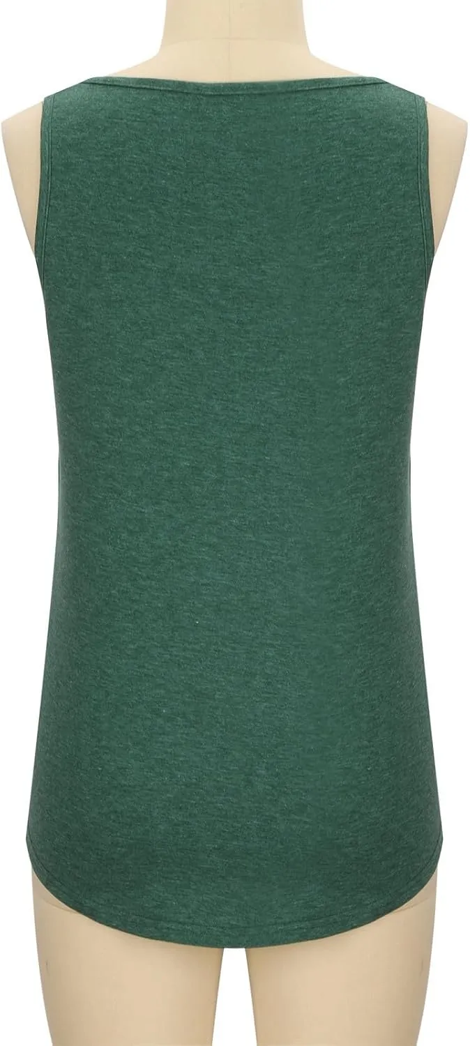 Womens Solid Tank Tops Stretchy Sleeveless T Shirts Flowy Lightweight Tunic Top Summer Square Neck Smocked Outfit