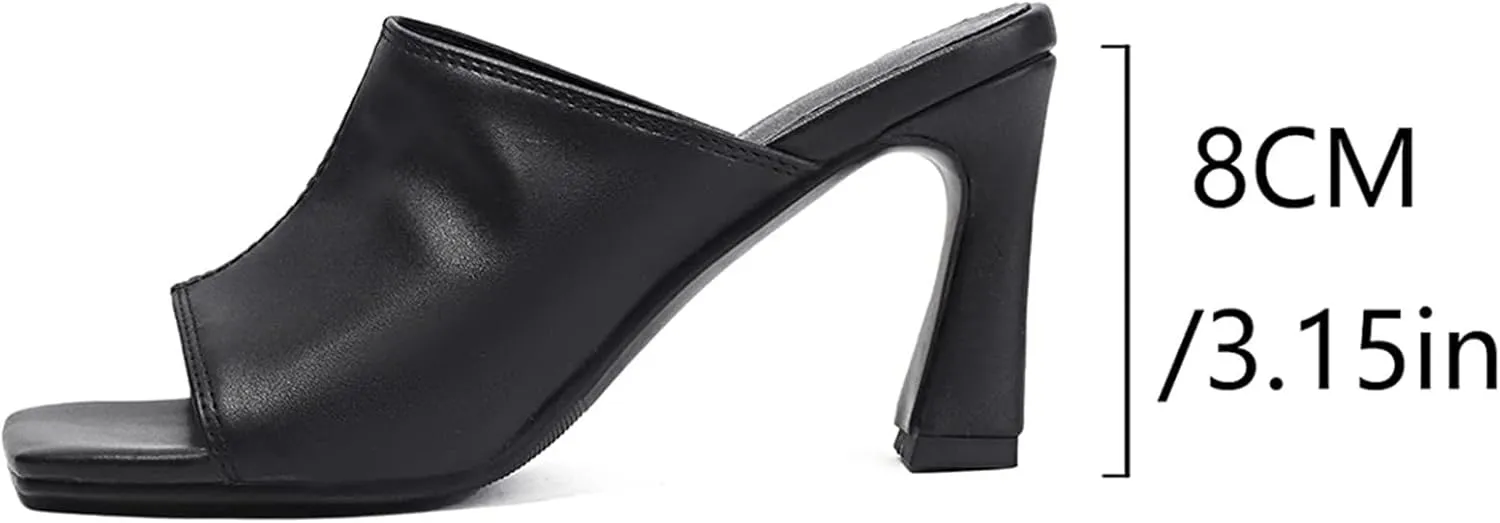 Women's Stiletto Mules - 8CM Luxury Slides, Summer Prom Platform