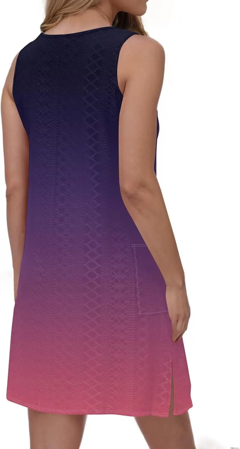 Womens Summer Dresses 2025 Eyelet Casual Loose V Neck Sleeveless Sundresses Tank Coverup Dresses with Pockets