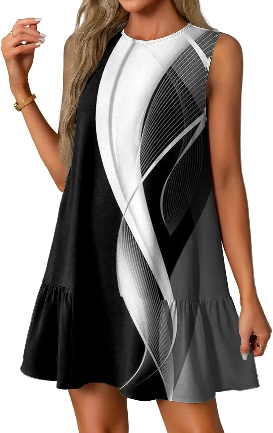 Womens Summer Dresses Casual Cap Sleeve Spring Ruffle Mini Sporty Sweatshirt Trendy Tshirt Dress