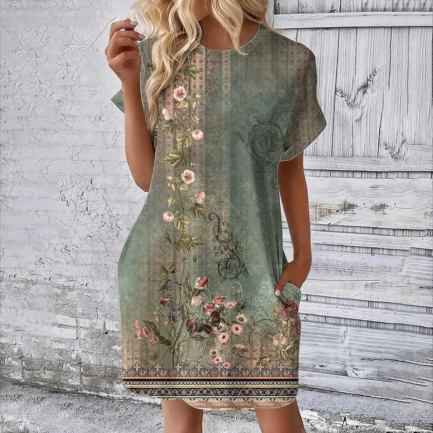 Womens T Shirt Dress Short Sleeve Casual Dresses Plus Size Summer Shirt Dress Comfy Flowy Cute Swing Tunic Dress