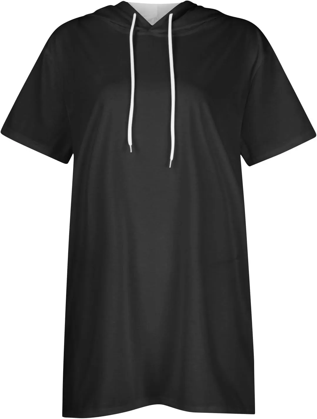 Womens Tunics to Wear with Leggings Oversized Outdoor Sports Hoodies Summer Short Sleeve Hooded Tshirts with Pockets