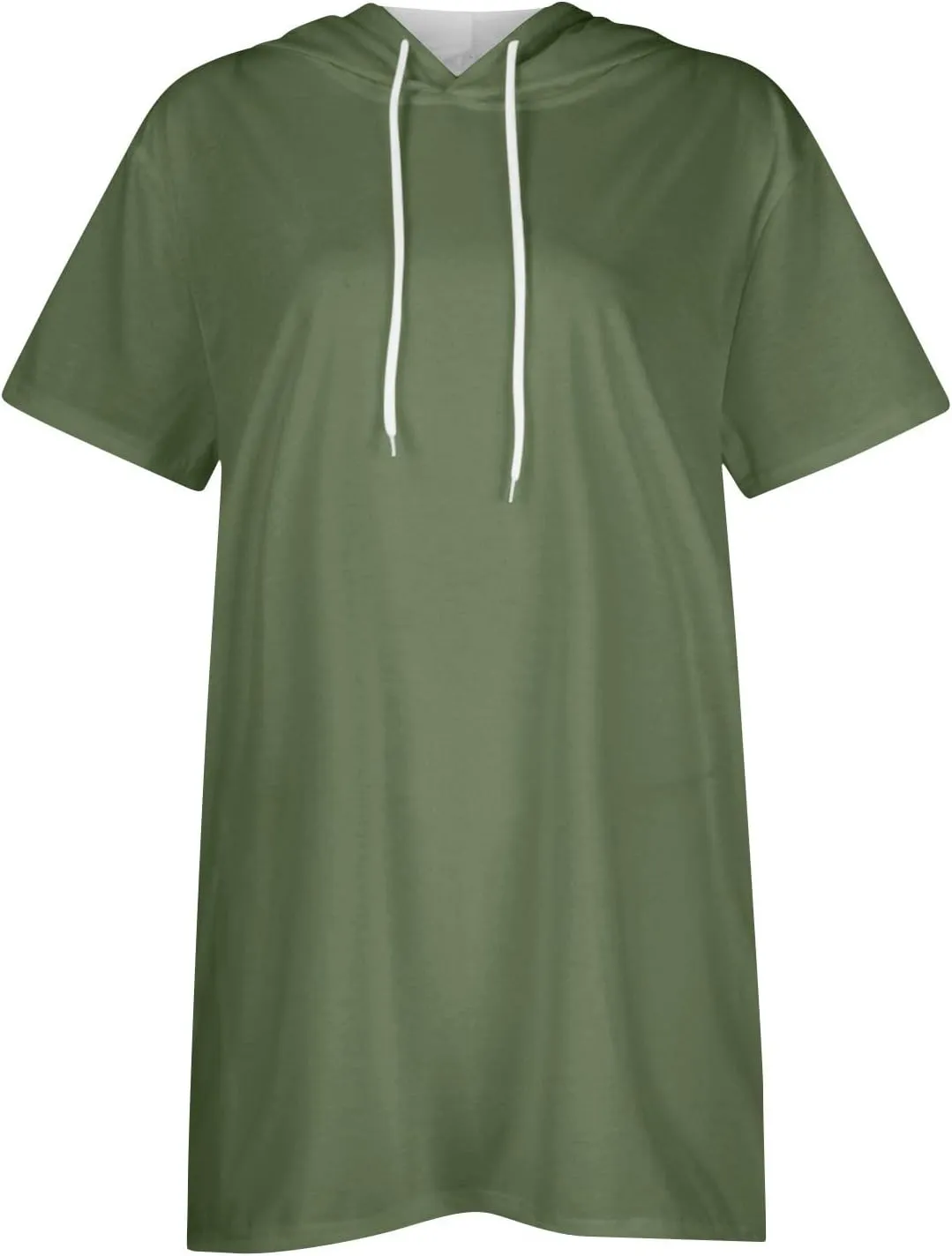 Womens Tunics to Wear with Leggings Oversized Outdoor Sports Hoodies Summer Short Sleeve Hooded Tshirts with Pockets