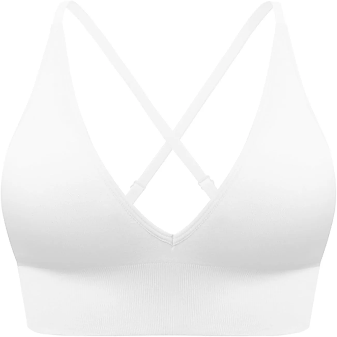 Women's V Neck Long Line Sports Bra Strap Padded Cup Adjustable Thin Strap Fitness Yoga Short Top 36 C