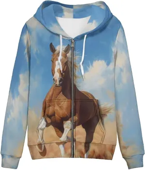 Women's Zip up Oversized Sweatshirts Long Sleeve Hooded Jacket Casual Zipper Tops with Pockets