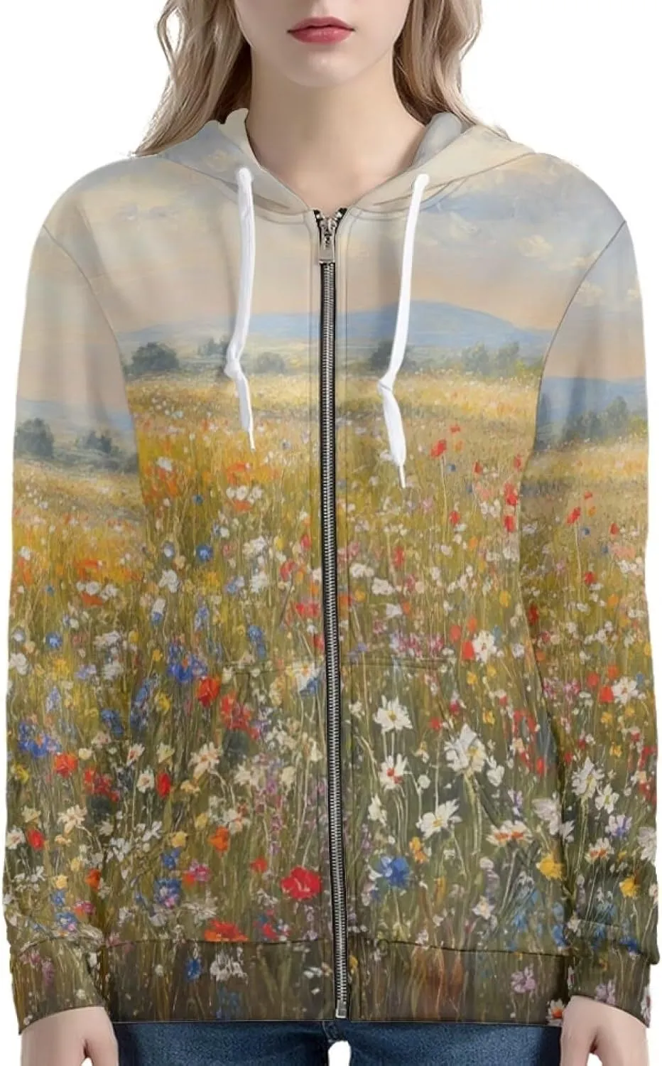 Women's Zip up Oversized Sweatshirts Long Sleeve Hooded Jacket Casual Zipper Tops with Pockets