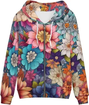 Women's Zip up Oversized Sweatshirts Long Sleeve Hooded Jacket Casual Zipper Tops with Pockets