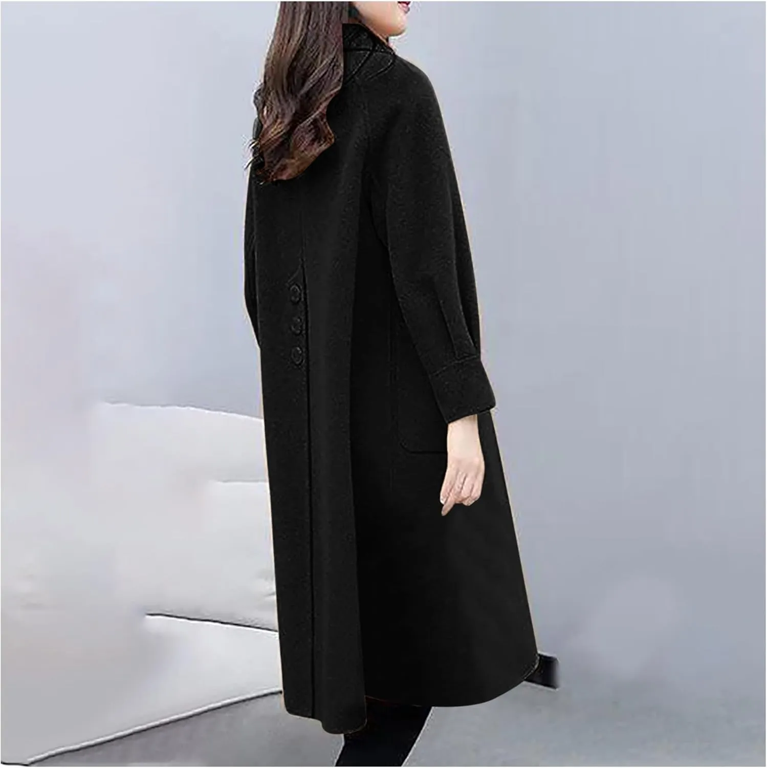 Wool Coats for Women Peacoat Single Breasted Trench Coats Casual Business Office Elegant Overcoat Open Front Cardigan