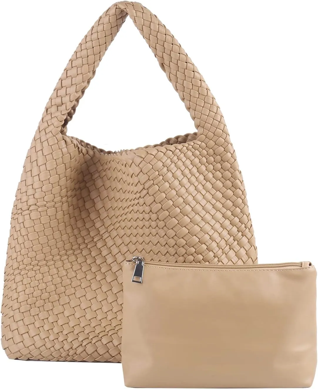 Woven Bag for Women, Vegan Leather Tote Bag Large Summer Beach Travel Handbag and Purse Retro Handmade Shoulder Bag
