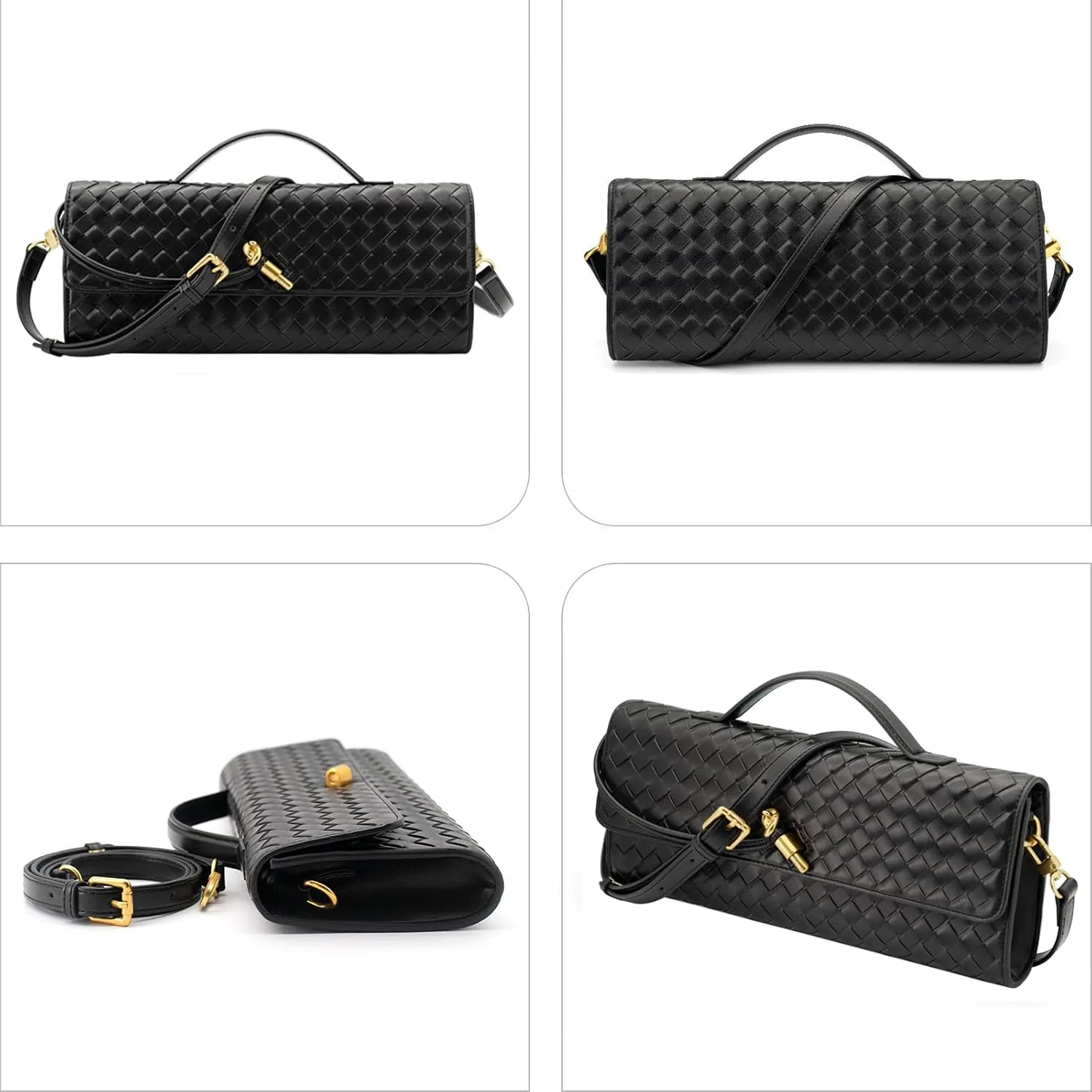 Woven Clutch Purses for Women Evening Bag Handmade Leather Shoulder Handbag Fashion Crossbody Purse
