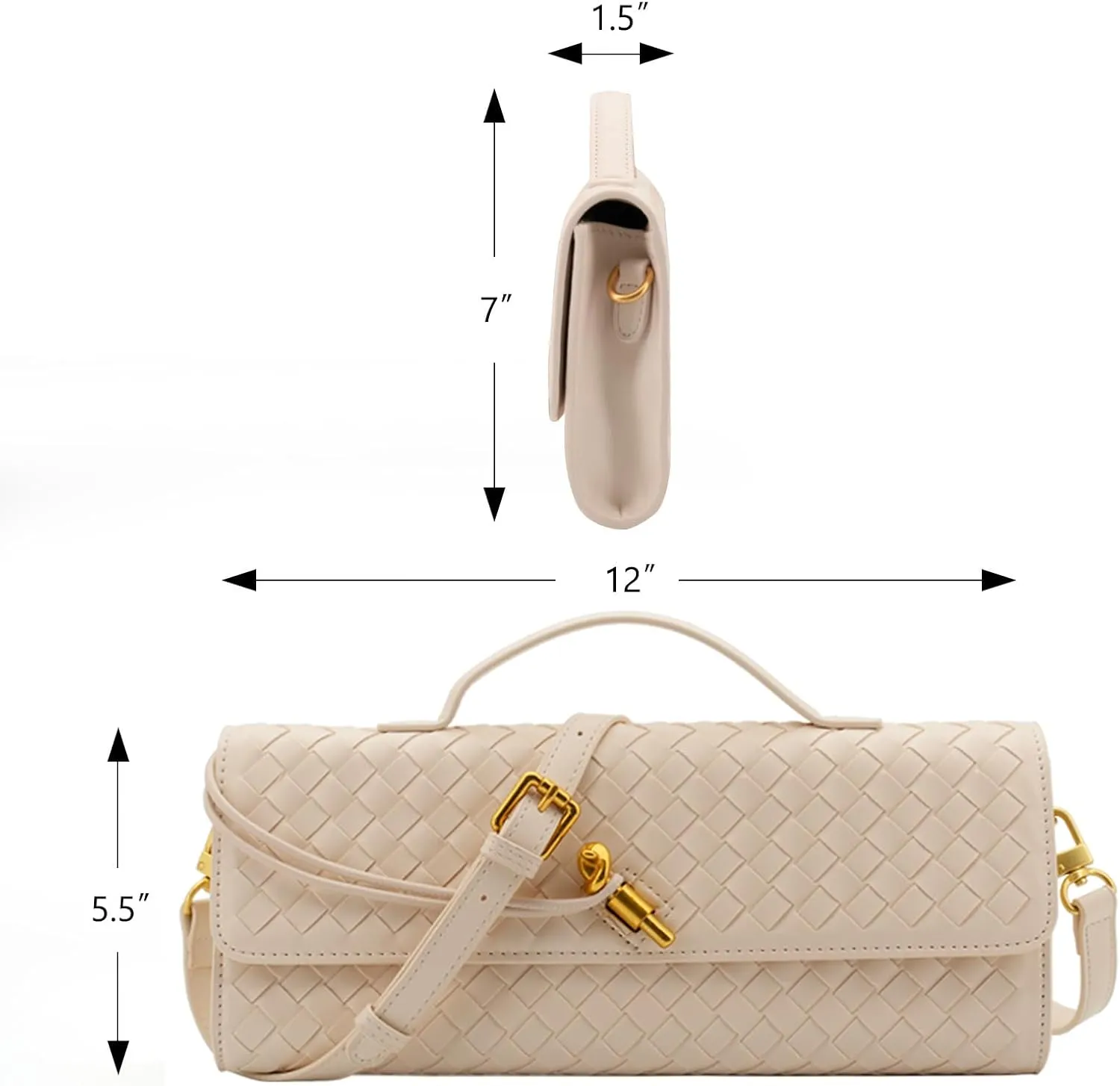 Woven Clutch Purses for Women Evening Bag Handmade Leather Shoulder Handbag Fashion Crossbody Purse