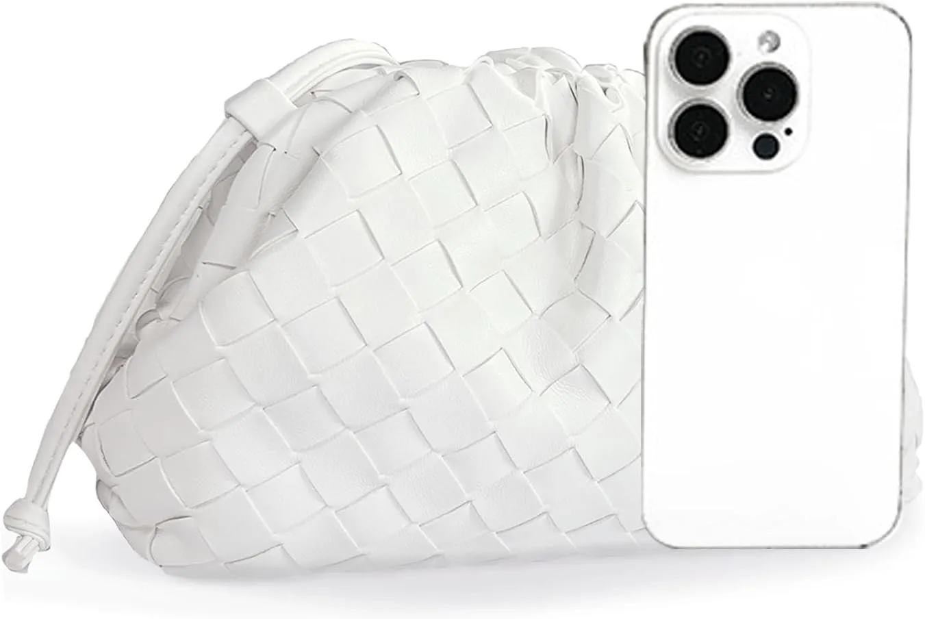 Woven Evening Clutch Purses for Women Formal Hobo Shoulder Handbag for Women Wedding Soft Vegan Leather Wallet