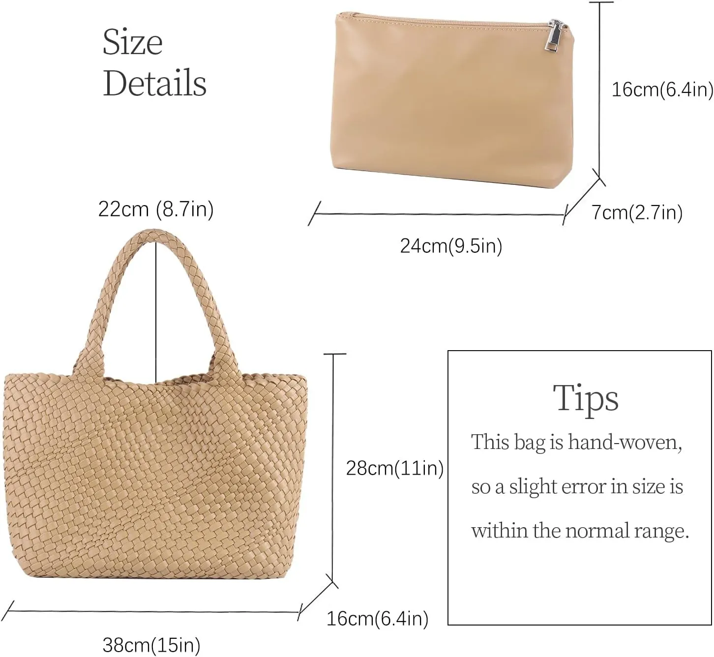 Woven Tote Bag for Women Vegan Leather Large Capacity Travel Handbag and Purse Foldable Retro Handmade Shoulder Bag