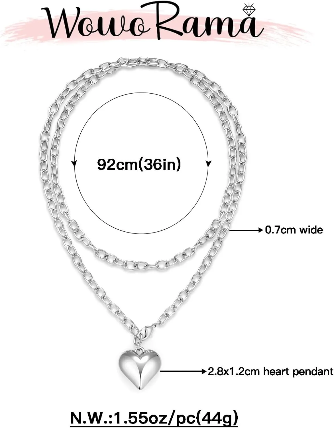 WOWORAMA Gold Chunky Chain Necklace for Women Puffy Heart Pendant Necklace White Gold Thick Chunky Chain Link Necklaces Heart Coin Choker Necklace
