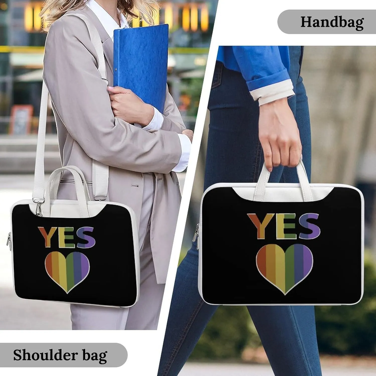 Yes Marriage Equality Lgbtq Leather Bag Laptop Case Slim Water Resistant Computer Bags with Handle Briefcase for Work