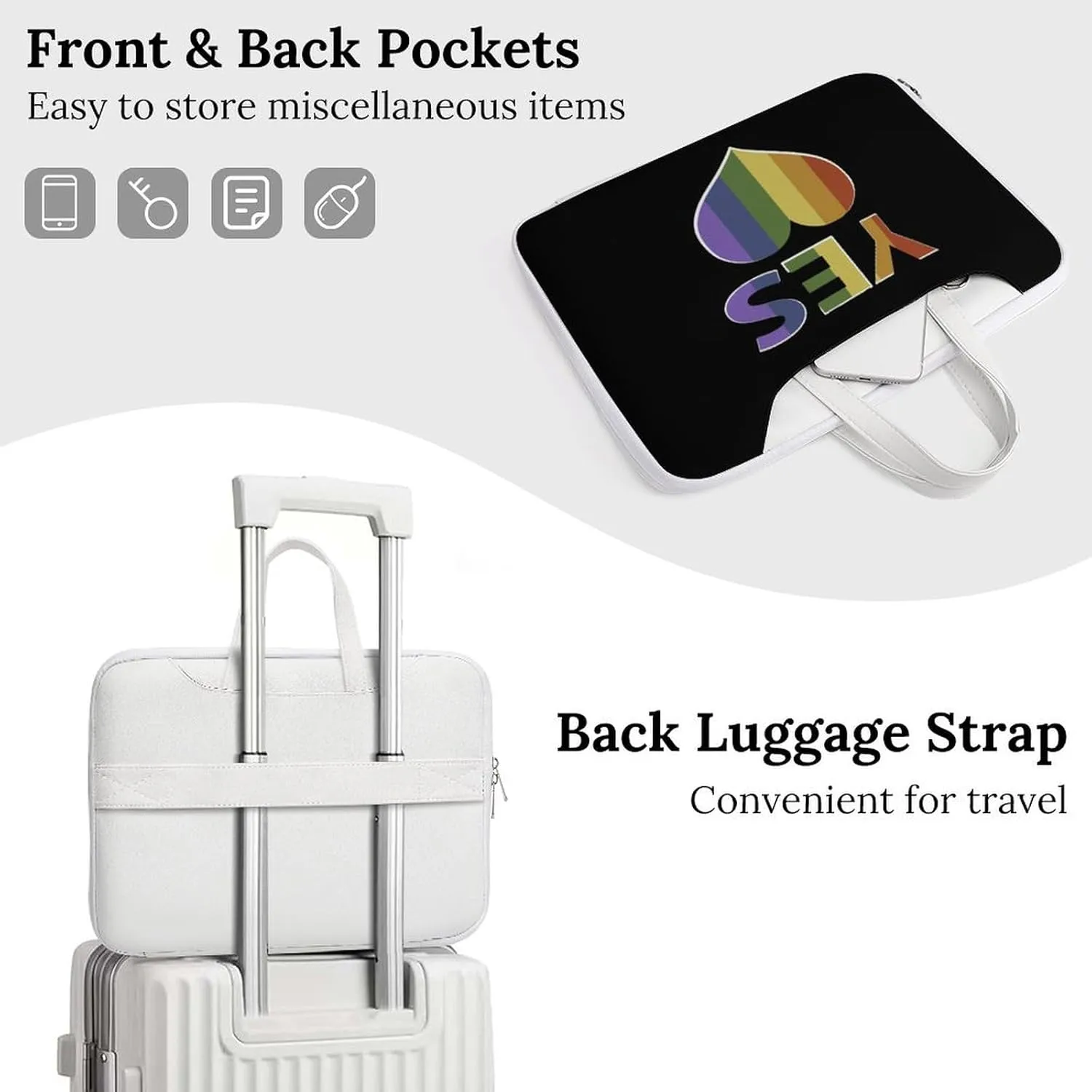 Yes Marriage Equality Lgbtq Leather Bag Laptop Case Slim Water Resistant Computer Bags with Handle Briefcase for Work