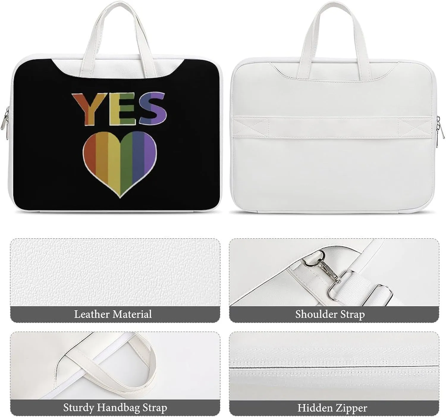 Yes Marriage Equality Lgbtq Leather Bag Laptop Case Slim Water Resistant Computer Bags with Handle Briefcase for Work