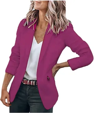 ZEFOTIM Blazer for Women 2024 Casual Oversized Fitted Lapel with Pockets Jacket Long Fashion Trendy Coat