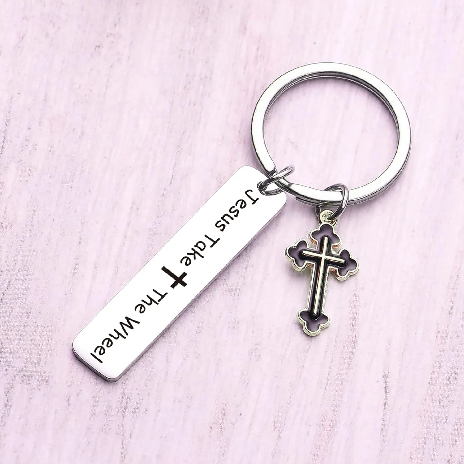 ZNOSVEI Jesus Religious Jewelry Cross Keychain Faith Gift First Communion Keychain Spiritual Jewelry Jesus Keychain