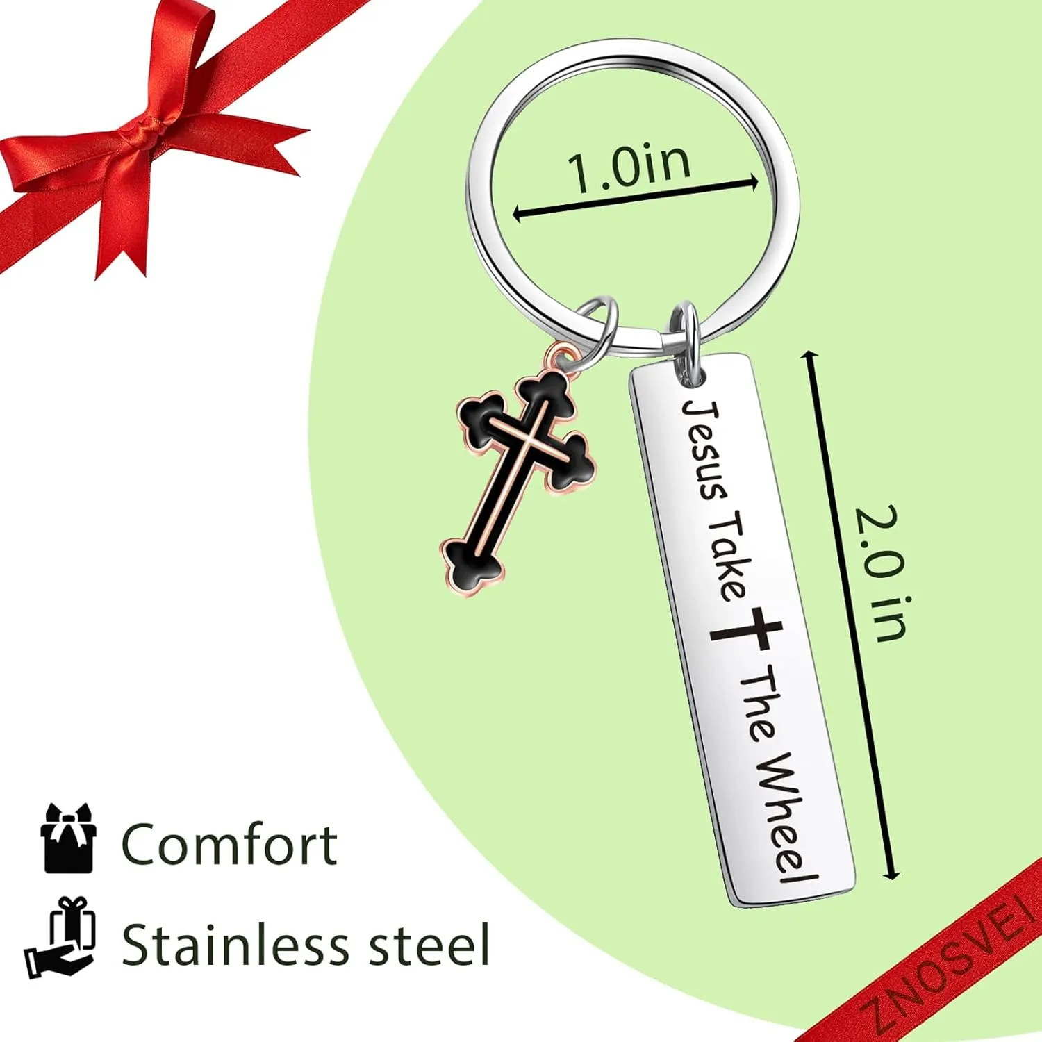 ZNOSVEI Jesus Religious Jewelry Cross Keychain Faith Gift First Communion Keychain Spiritual Jewelry Jesus Keychain