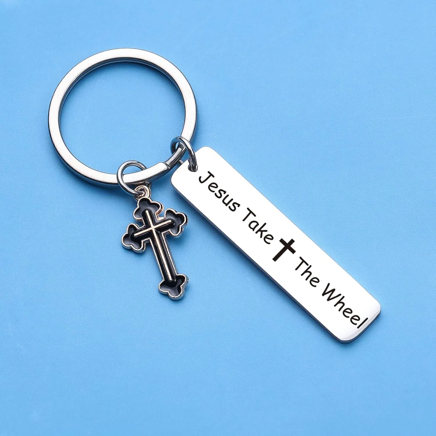 ZNOSVEI Jesus Religious Jewelry Cross Keychain Faith Gift First Communion Keychain Spiritual Jewelry Jesus Keychain