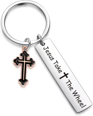 ZNOSVEI Jesus Religious Jewelry Cross Keychain Faith Gift First Communion Keychain Spiritual Jewelry Jesus Keychain
