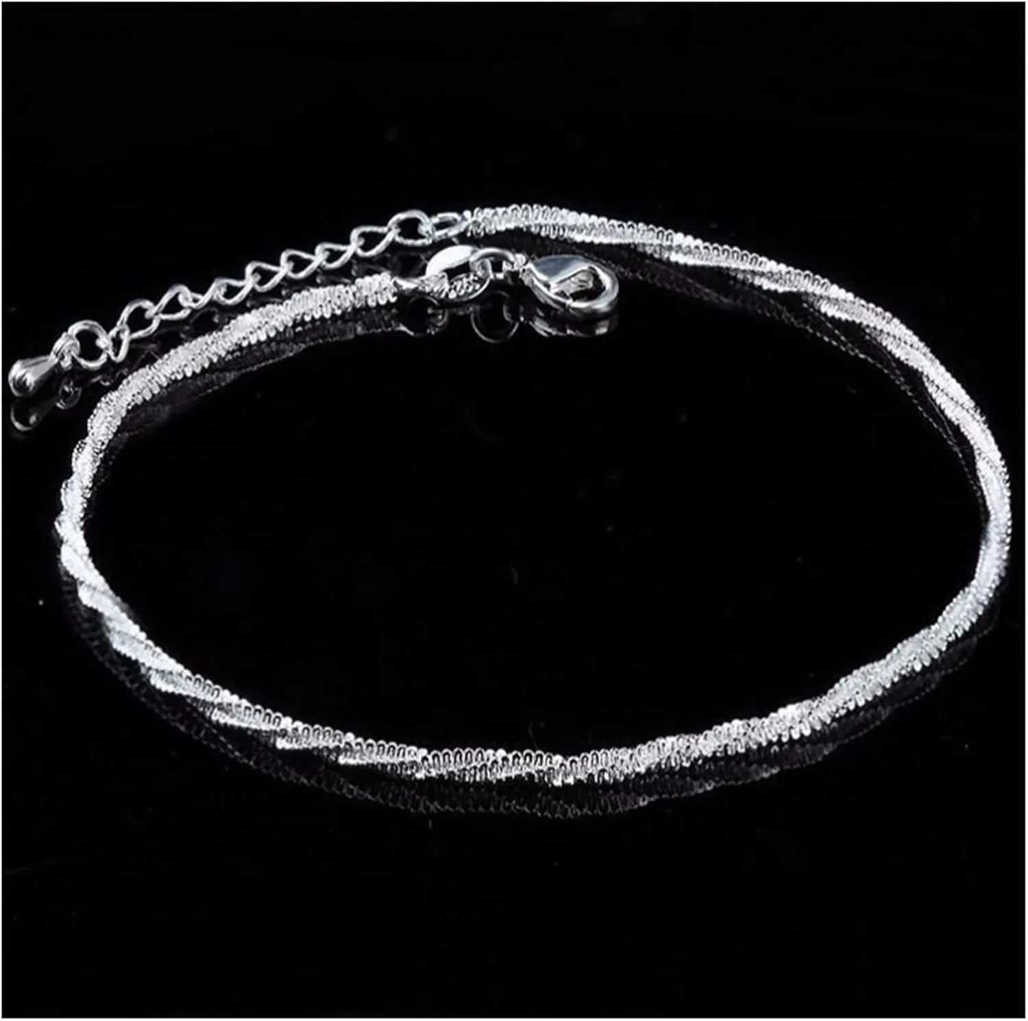 ZZSRJ Fashion S925 Anklet Bracelet Women Fashion Swivel Beach Anklet Bracelet (Color : Silver, Size : ONE)
