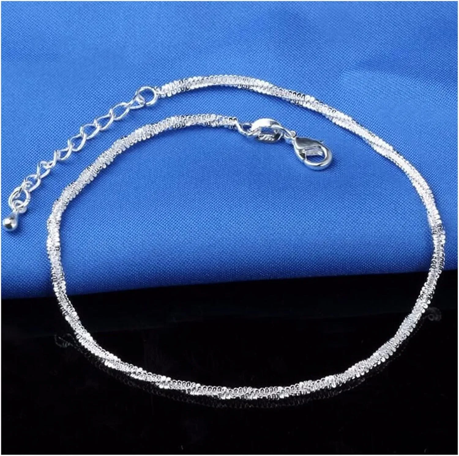 ZZSRJ Fashion S925 Anklet Bracelet Women Fashion Swivel Beach Anklet Bracelet (Color : Silver, Size : ONE)